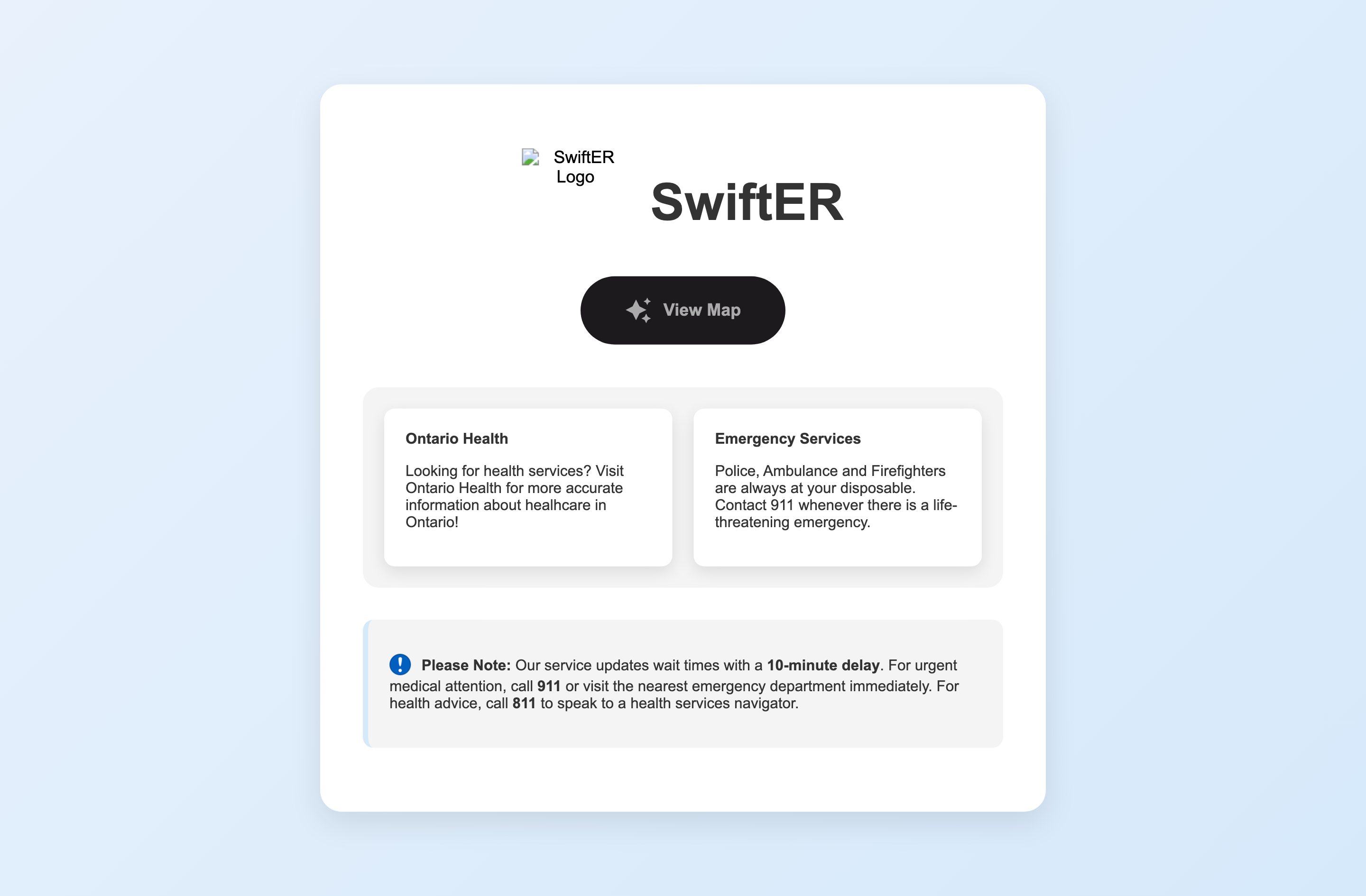 SwiftER landing page